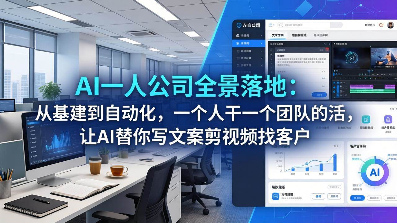 林杰AI一人公司全景落地：从基建到自动化，一个人干一个团队的活，让AI替你写文案剪视频找客户