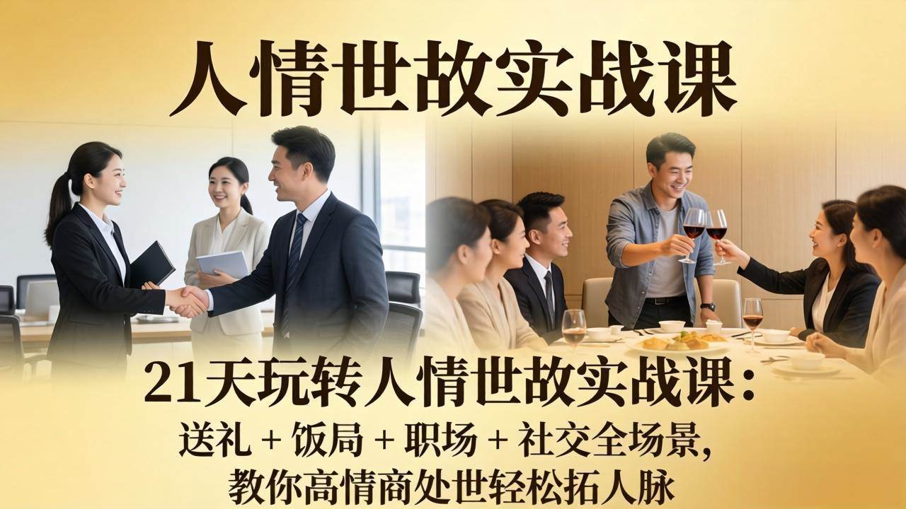 晚晴21 天玩转人情世故实战课：送礼 + 饭局 + 职场 + 社交全场景，教你高情商处世轻松拓人脉