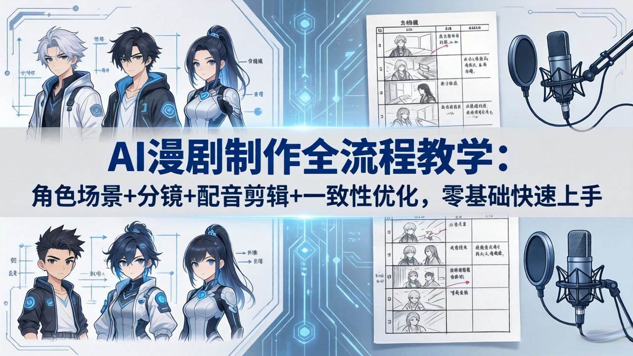 老高AI漫剧制作全流程教学：角色场景+分镜+配音剪辑+一致性优化，零基础快速上手