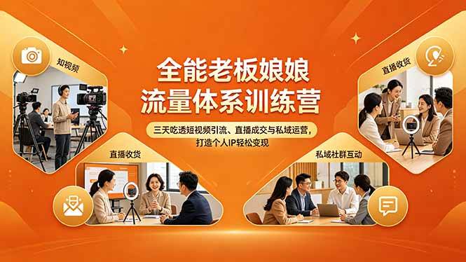 赵三观全能老板娘流量体系训练营，三天吃透短视频引流、直播成交与私域运营，打造个人IP轻松变现