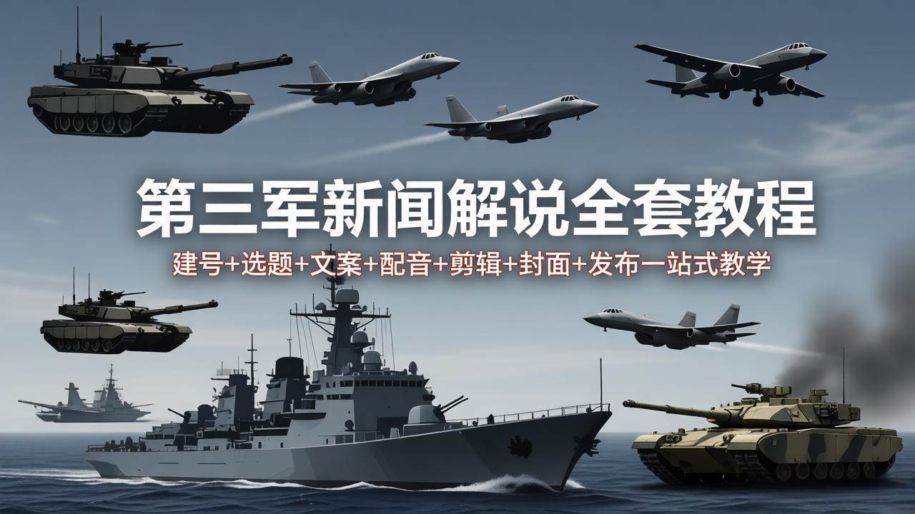 第三军迷新闻解说全套教程：建号+选题+文案+配音+剪辑+封面+发布一站式教学