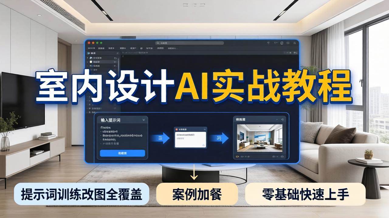 【21615】基奇大叔2026室内设计AI实战教程，提示词训练改图全覆盖，搭配案例加餐，零基础也能快速上手