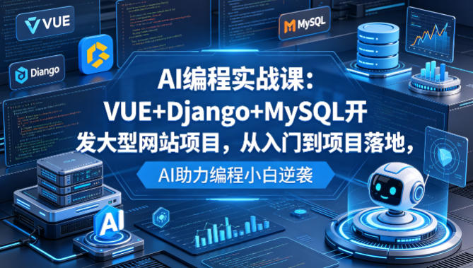 【21633】AI编程实战课：VUE+Django+MySQL开发大型网站项目，从入门到项目落地，AI助力编程小白逆袭