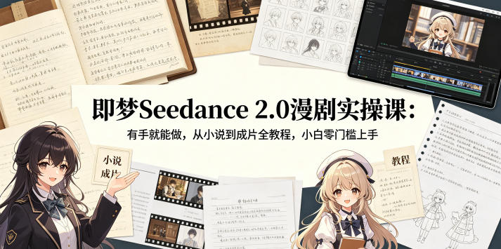 【21726】即梦Seedance 2.0漫剧实操课：有手就能做，从小说到成片全教程，小白零门槛上手