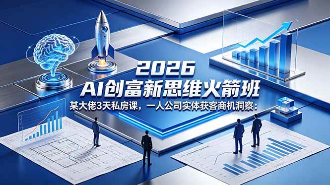 【21731】张奇2026 AI 创富新思维火箭班：某大佬3天私房课，一人公司实体获客商机洞察