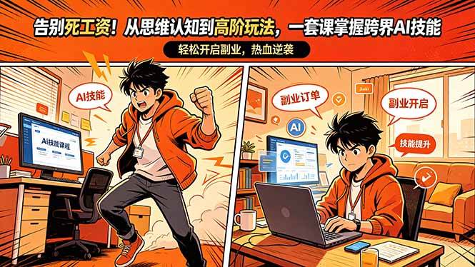 【21744】告别死工资！从思维认知到高阶玩法，一套课掌握跨界AI技能，轻松开启副业