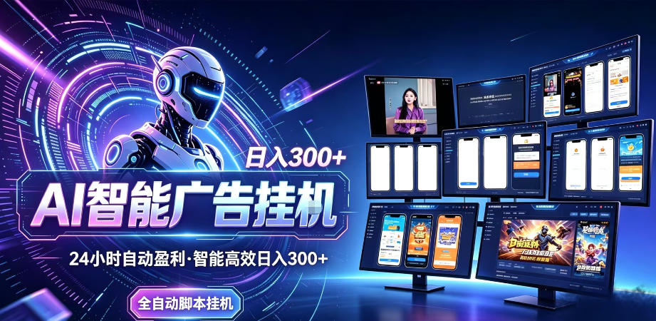 【21750】Ai智能广告挂G，别再瞎折腾了！这个全自动挂G项目，新手当天见钱，告别频繁换项目的烦恼【揭秘】