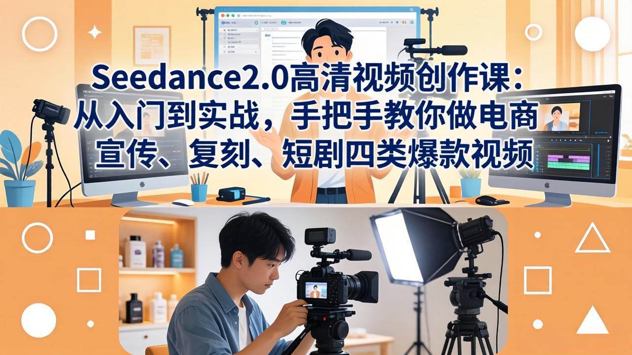 【21768】Seedance2.0高清视频创作课：从入门到实战，手把手教你做电商、宣传、复刻、短剧四类爆款视频
