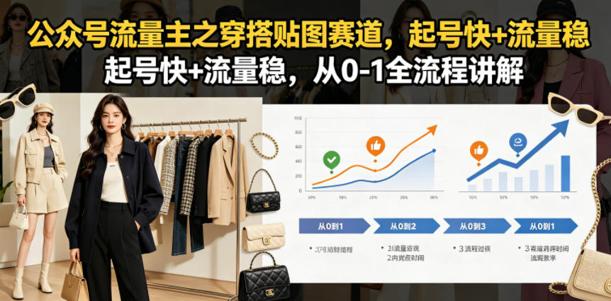 【21795】公众号流量主之穿搭贴图赛道，起号快+流量稳，从0-1全流程讲解