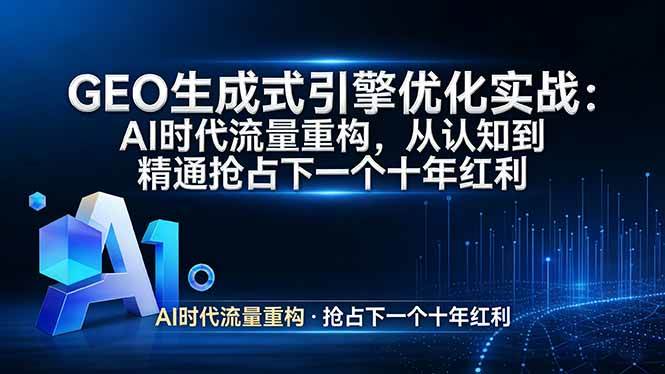 【21805】GEO 生成式引擎优化实战：AI时代流量重构，从认知到精通抢占下一个十年红利