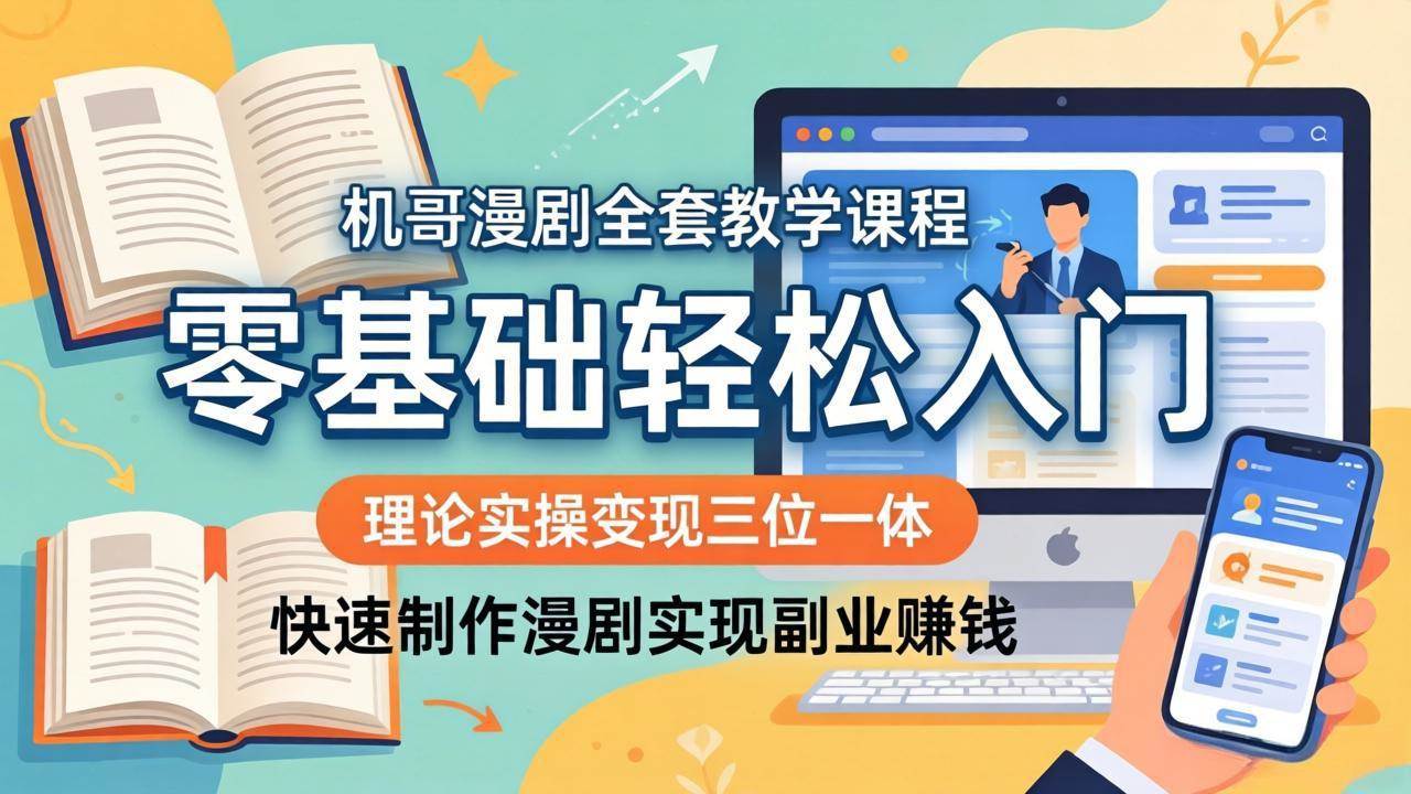 【21813】机哥漫剧全套教学课程，理论实操变现三位一体，零基础轻松入门，快速制作漫剧实现副业赚钱