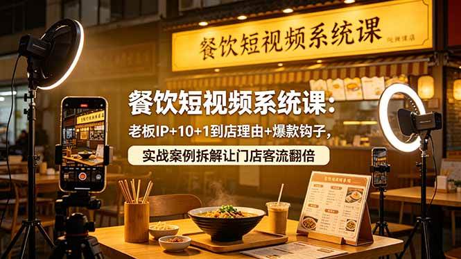 周子餐饮短视频系统课：老板IP+10+1到店理由+爆款钩子，实战案例拆解让门店客流翻倍