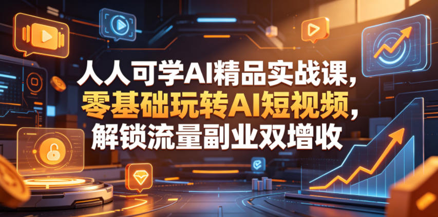 【21862】海哥人人可学AI精品实战课，零基础玩转AI短视频，解锁流量副业双增收