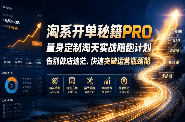 【21863】天下网商淘系开单秘籍PRO，量身定制淘天实战陪跑计划，告别做店迷茫、快速突破运营瓶颈期（2026年6月11）