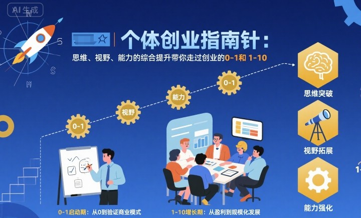 【19894】个体创业指南针，思维、视野、能力的综合提升带你走过创业的0-1和1-10【音频】