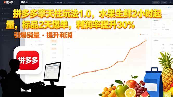 【20188】琪琪电商拼多多 擎天柱玩法1.0，水果生鲜2小时起量，标品2天爆单，利润率提升30%