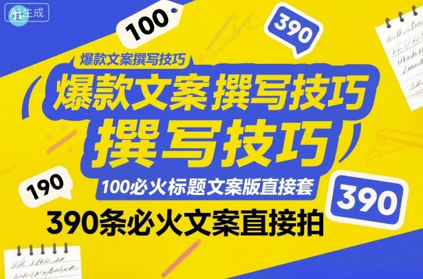 聚鑫团队爆款文案撰写技巧，100个必火标题文案模版直接套，390条必火文案直接拍
