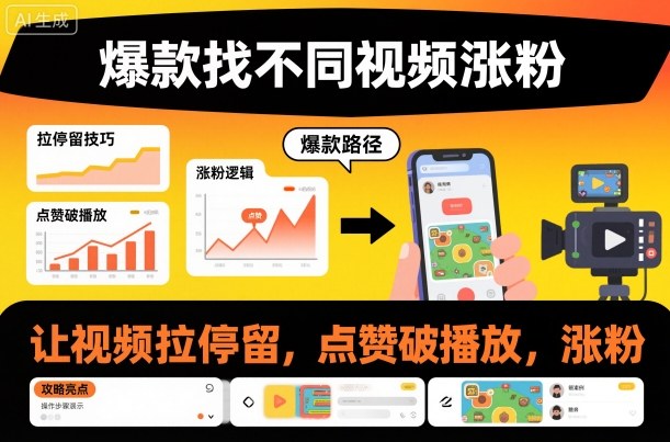 【20479】爆款找不同视频涨粉，让视频拉停留，实现点赞，破播放，涨粉