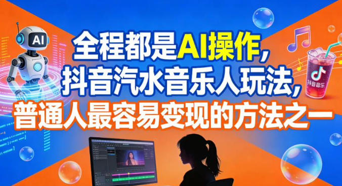 【20645】全程都是AI操作，抖音汽水音乐人玩法，普通人最容易变现的方法之一
