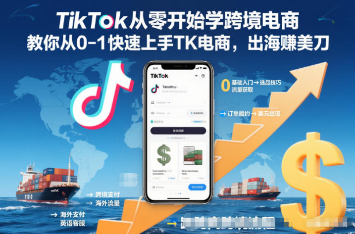 【20739】梯克出海TikTok从零开始学跨境电商，教你从0-1快速上手TK电商，出海賺美刀