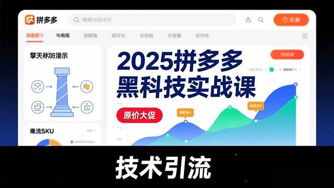 【20927】琪琪电商2025拼多多黑科技实战课，擎天柱玩法、爆流SKU、原价大促，技术引流，单店日销轻松破千单