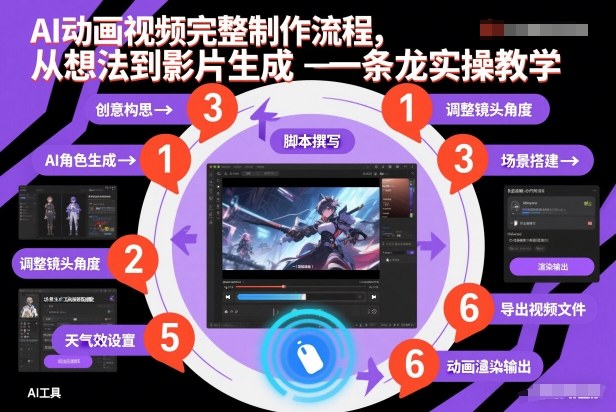【20991】AI动画视频完整制作流程，从想法到影片生成一条龙实操教学