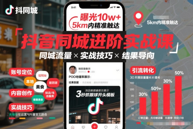【21001】抖音同城进阶实战课，助你同城流量拿到结果