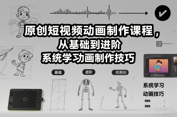 【21060】原创短视频动画制作课程，从基础到进阶，系统学习动画制作技巧