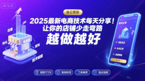2025最新电商技术每天分享，让你的店铺少走弯路，越做越好(更新26年01月26日)