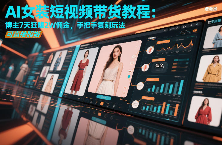 【21162】AI女装短视频带货教程：博主7天狂賺2W佣金，手把手复刻玩法，可直接照搬