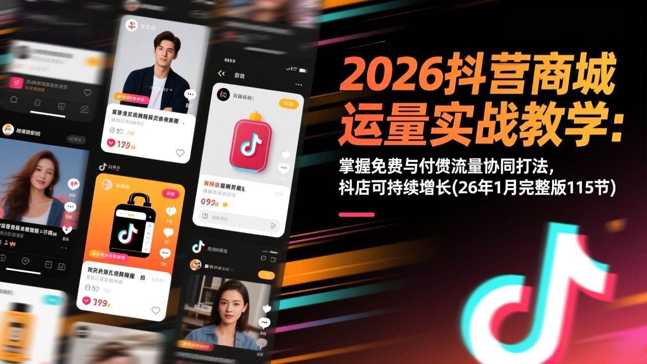 【21181】蓝狐电商2026抖音商城运营实战教学：掌握免费与付费流量协同打法，抖店可持续增长(26年1月完整版115节)