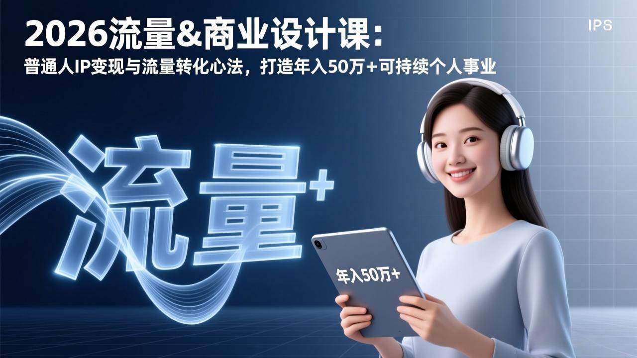 姜胡说2026流量&商业设计课：普通人IP变现与流量转化心法，打造年入50万+可持续个人事业