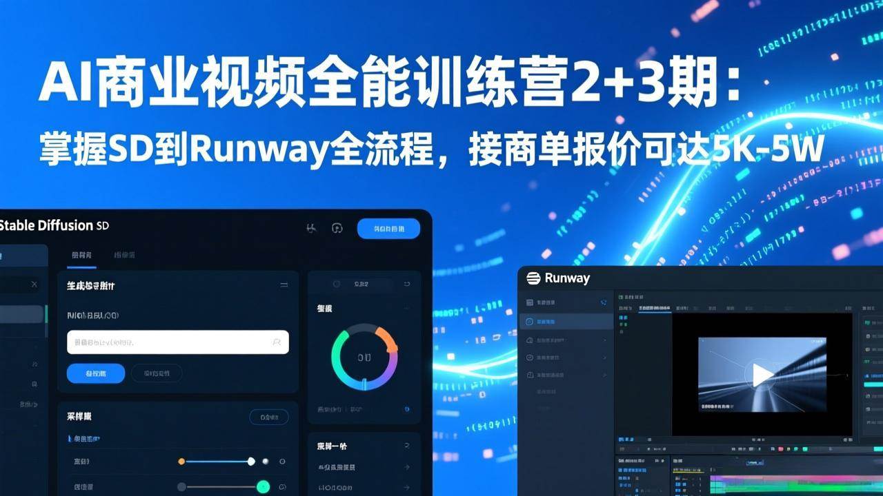 未来影视AI商业视频全能训练营2+3期：掌握SD到Runway全流程，接商单报价可达5K-5W