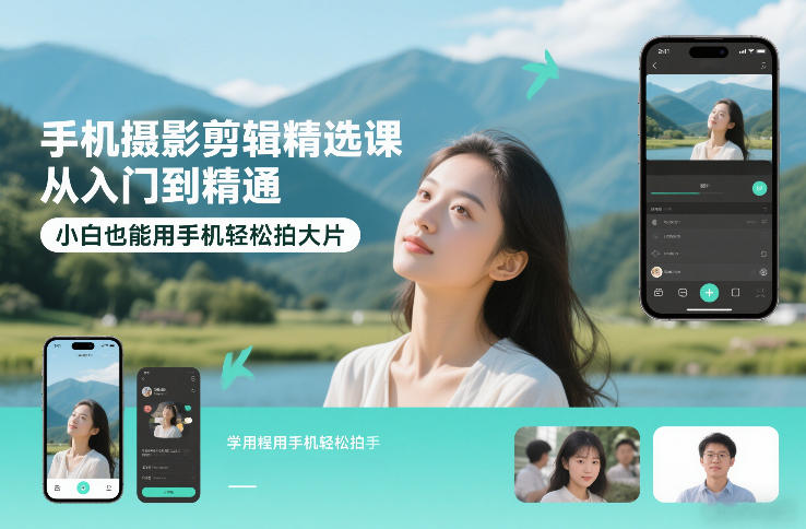 泽一拍照手机摄影剪辑精选课，从入门到精通，小白也能用手机轻松拍大片