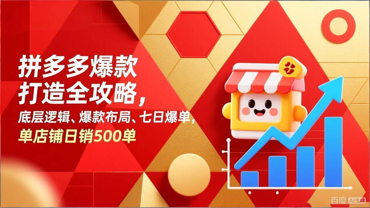 拼多多大牙飞车拼多多爆款打造全攻略，底层逻辑、爆款布局、七日爆单，单店铺日销500单