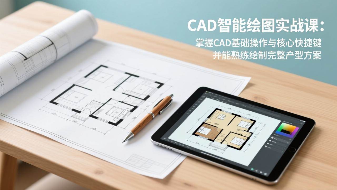 流老师CAD智能绘图实战课：掌握CAD基础操作与核心快捷键，并能熟练绘制完整户型方案