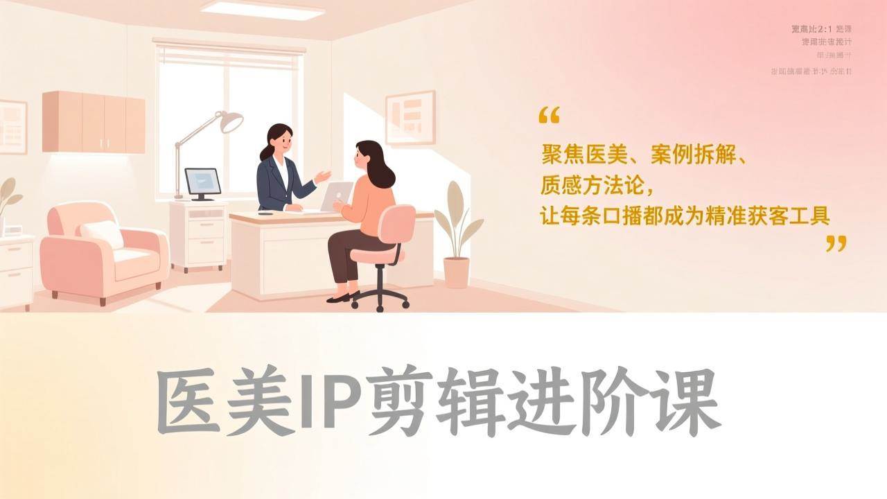 【21346】医美IP剪辑进阶课，聚焦医美、案例拆解、质感方法论，让每条口播都成为精准获客工具