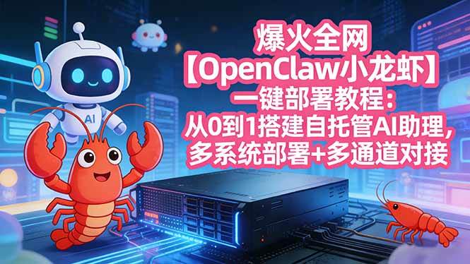 【21461】爆火全网【OpenClaw 小龙虾】一键部署教程：从0到1搭建自托管AI助理，多系统部署+多通道对接